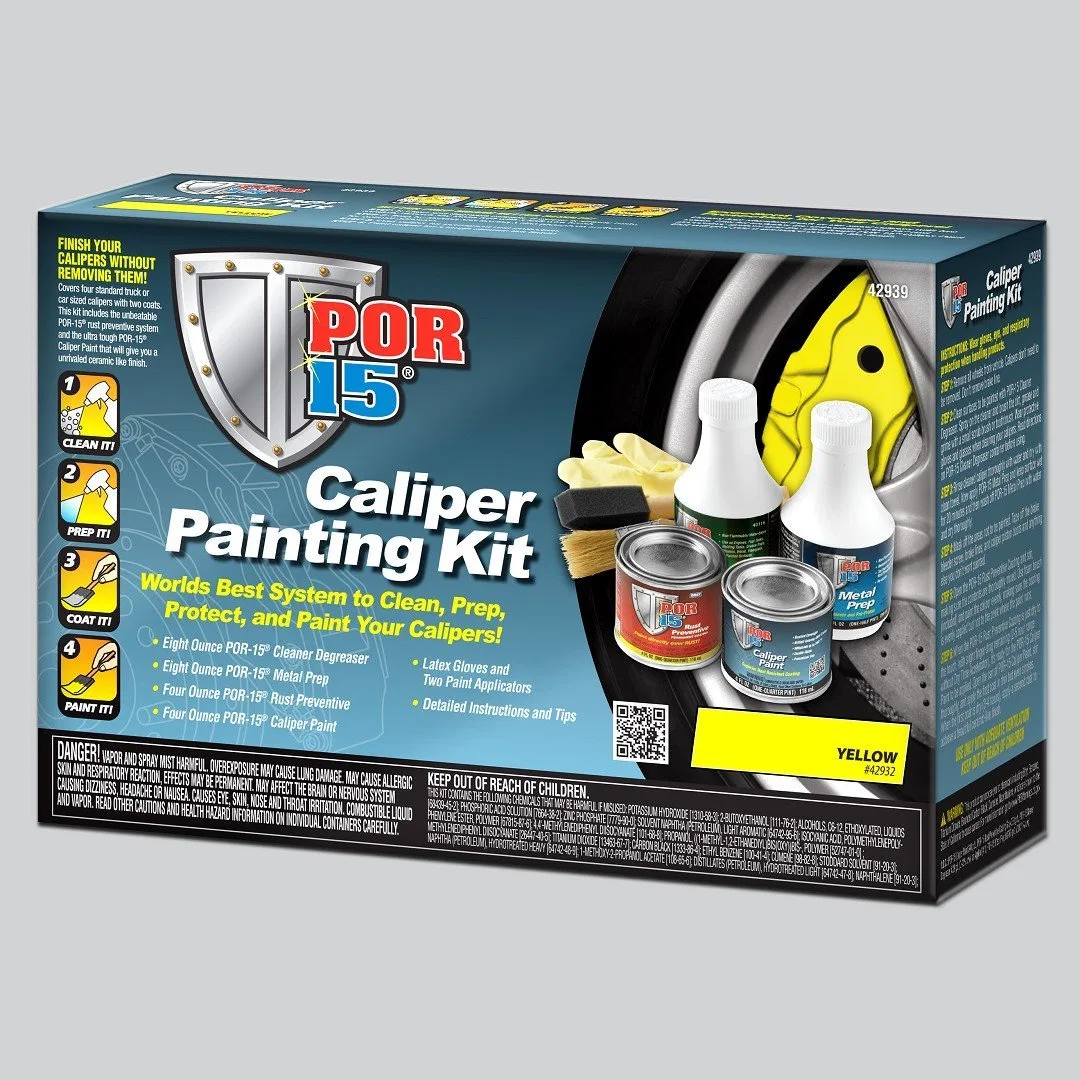 42939 – POR 15 Caliper Paint, Heat Resistant to 500 Degrees Fahrenheit Yellow Kit Includes 8 Ounce Cleaner Degreaser/...